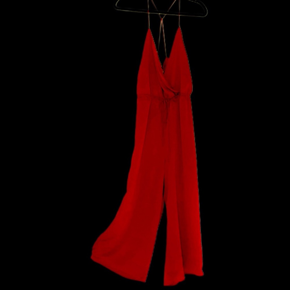 Red Silky Jumpsuit by “Addie”